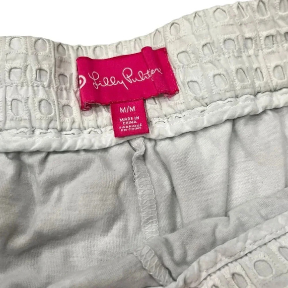 Lilly Pulitzer White Eyelet Pom Trim Shorty Shorts M - Picture 4 of 4